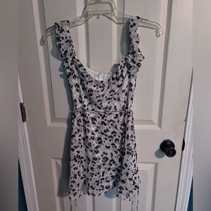 White and Black Leopard Print Dress